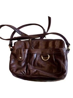 Brown faux leather purse shoulder cross body bag